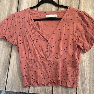 Abercrombie & Fitch Rust Polka Dot Crop Top